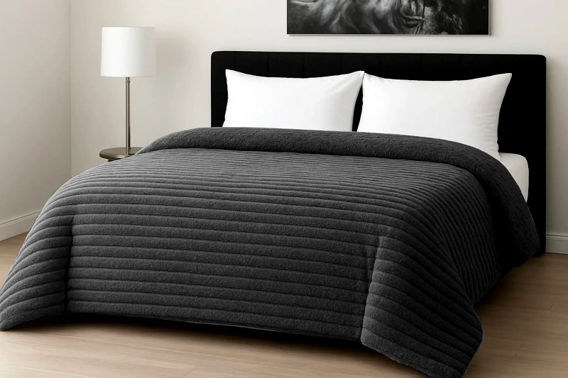 Le Blanc Κουβερτοπάπλωμα Le Blanc Flannel Comfort Υπέρδιπλο 220x240 700gsm RIB Dark Grey