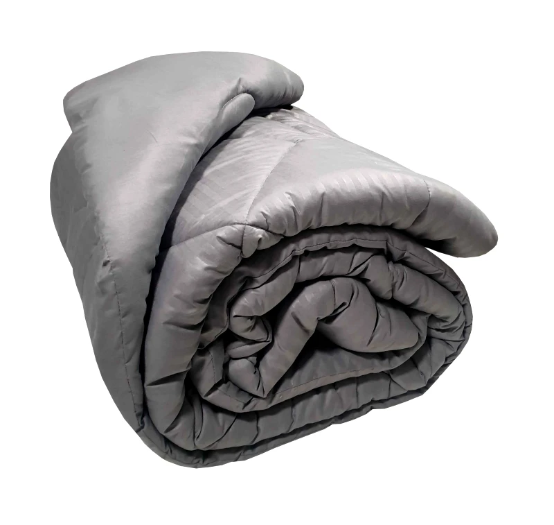 ΚΟΜΒΟΣ Πάπλωμα Μικροϊνών Stripe ΚΟΜΒΟΣ Grey Satin Stripe - Grey Plain Διπλό 200x240