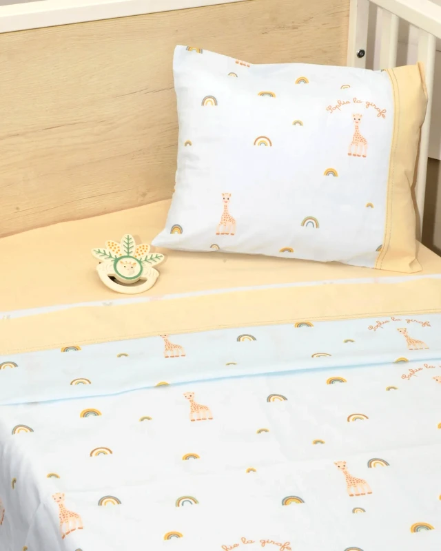 Sophie La Girafe Σεντόνια κούνιας 3 τεμ 110x170 100% βαμβάκι κατωσέντονο με λάστιχο Design 504 Sophie La Girafe