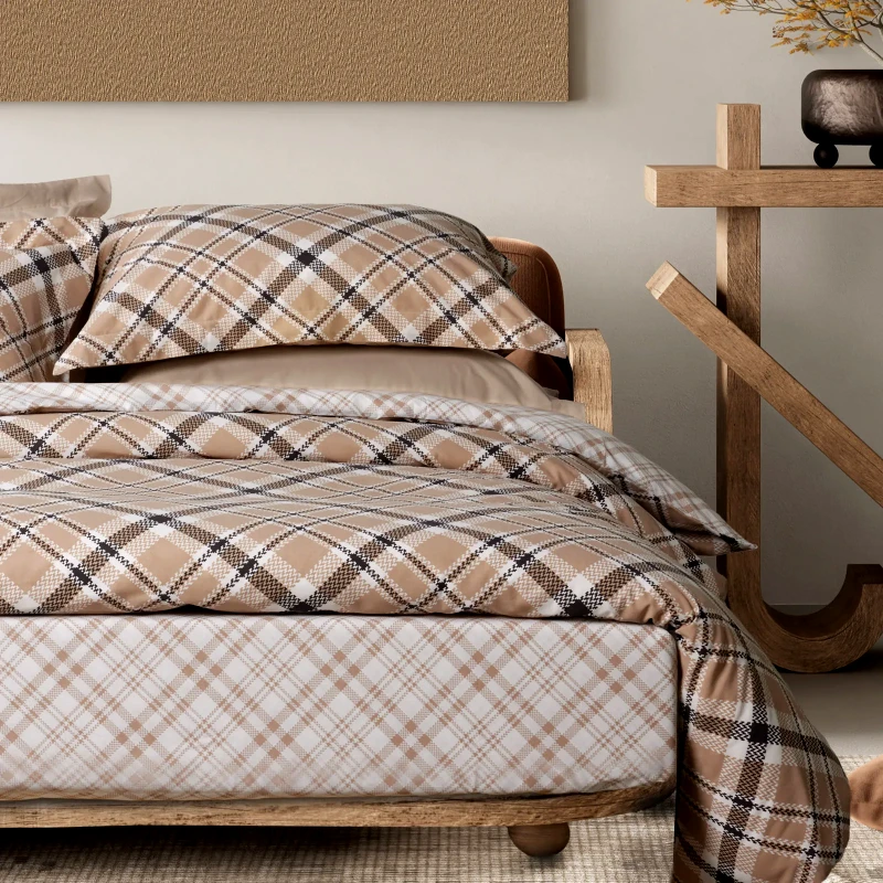 Das Home Σετ Σεντόνια Μονά με Λάστιχο 3 Τεμαχίων Das Home 5435 Beige-Black 120x200+35