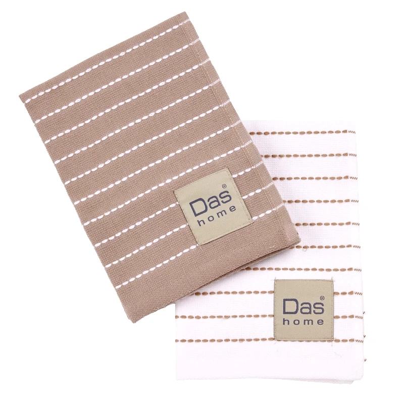 Das Home Σετ Ποτηρόπανα 2 Τεμαχίων Das Home 0825 Taupe-White 30x50