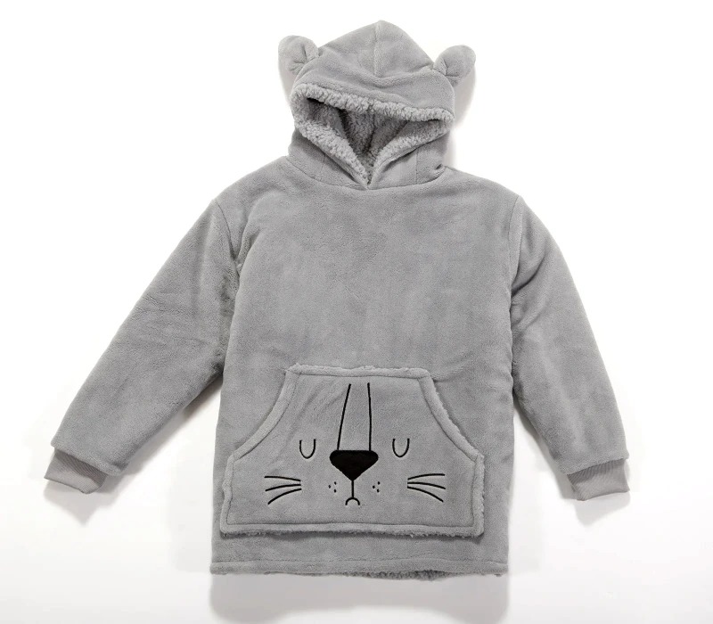 Nef - Nef Παιδικό Πόντσο Με Γουνα Sherpa Nef-Nef Sleeping Lion Grey 06-08
