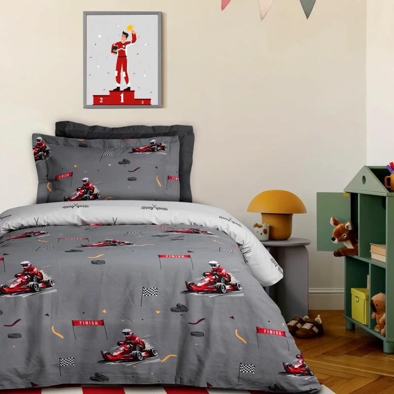 DAS KIDS Σετ Παιδικά Σεντόνια Μονά 3 Τεμαχίων Das Kids 4976 Grey 170x260