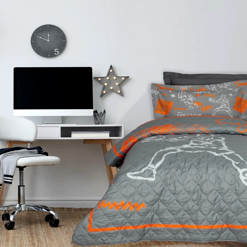 DAS KIDS Παιδικό Κουβερλί Μονό Das Home 4941 Grey- Orange 160x220