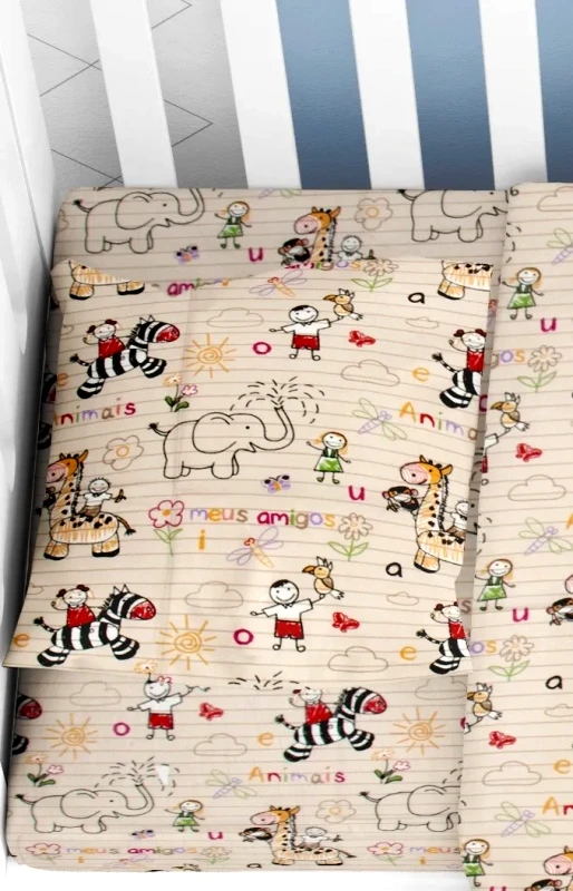 Dimcol Βρεφική Μαξιλαροθήκη Φανελένια Dimcol Africa 145 Beige 35x45