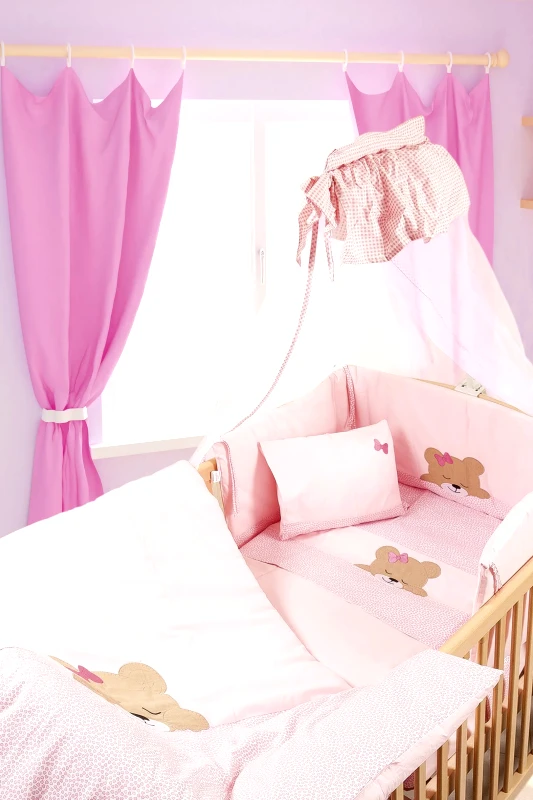 Dimcol Κουνουπιέρα Κούνιας Dimcol Sleeping Bears Cub 14 Ροζ 160x490