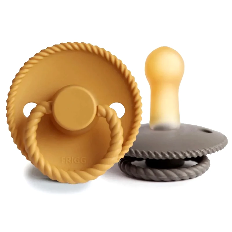 FRIGG Σετ 2 Πιπίλες Latex FRIGG Rope Honey Gold/Portobello 6-18 Μηνών