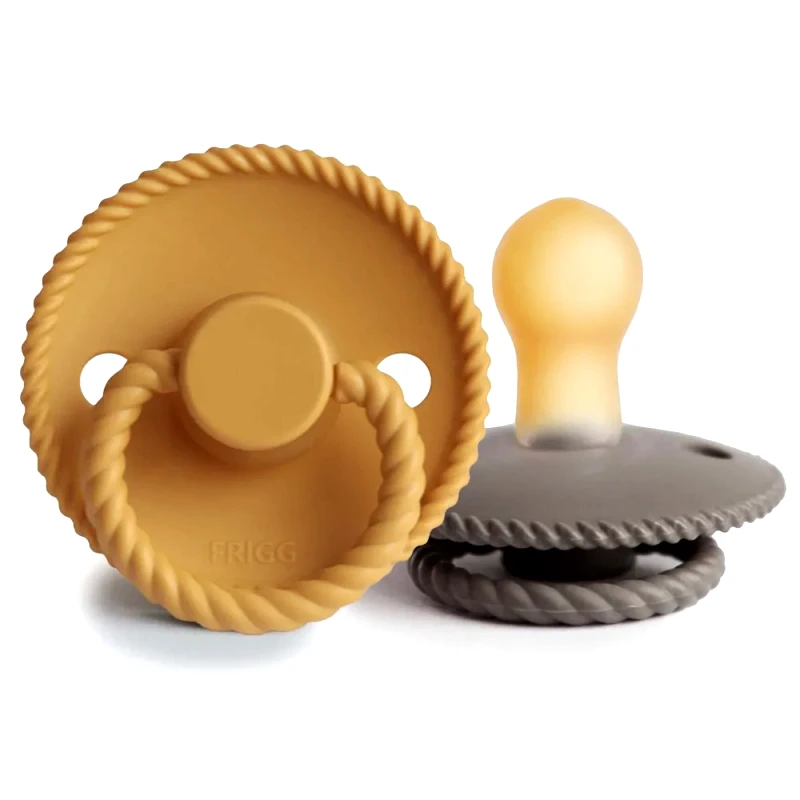 FRIGG Σετ 2 Πιπίλες Latex FRIGG Rope Honey Gold/Portobello 0-6 Μηνών