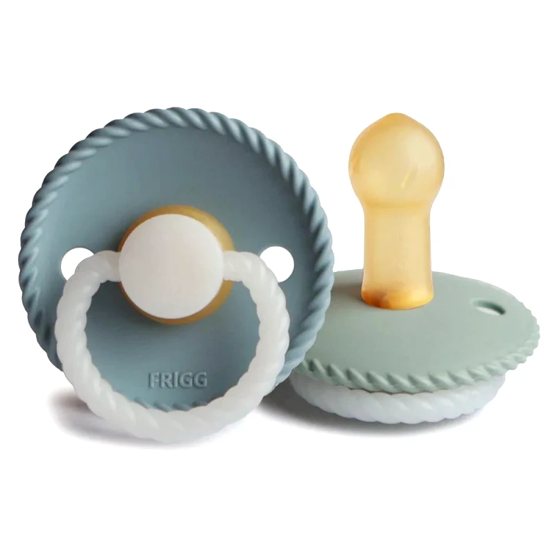 FRIGG Σετ 2 Πιπίλες Latex Νυκτός FRIGG Rope Stone Blue/Sage 6-18 Μηνών