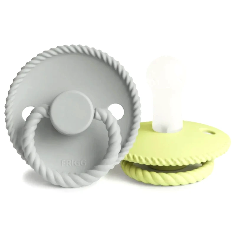 FRIGG Σετ 2 Πιπίλες Σιλικόνης FRIGG Rope Silver Gray/Green Tea 6-18 Μηνών