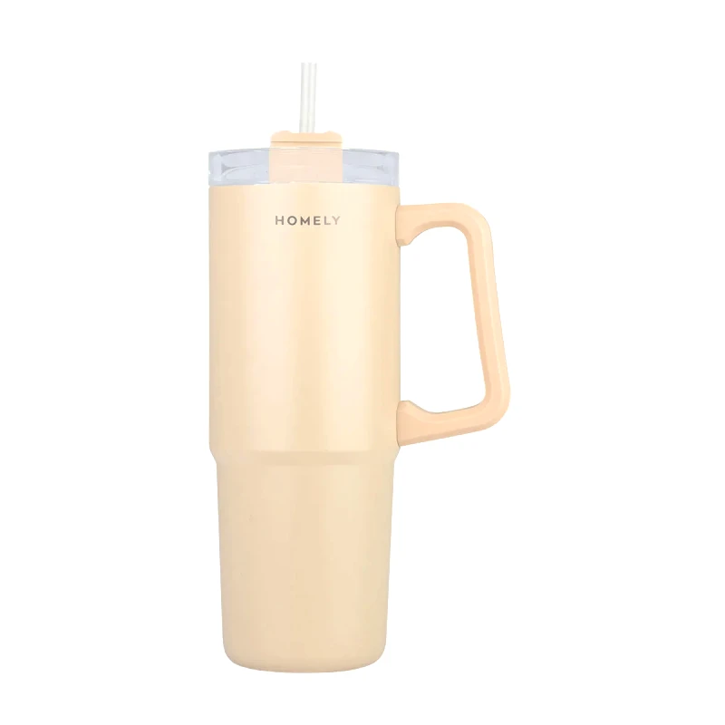 Homely Θερμός Straw Tumbler 900Ml Sandstone