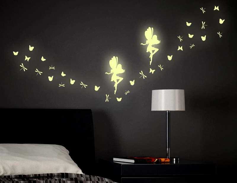 PoliHome Διακοσμητικά Αυτοκόλλητα Τοίχου Fairy Glow Φωσφορίζοντα M