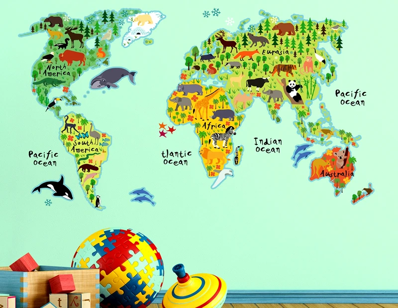 PoliHome Διακοσμητικά αυτοκόλλητα τοίχου World Map