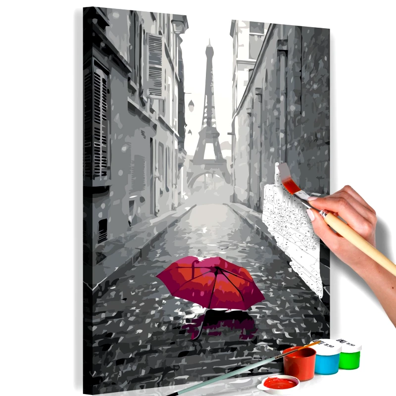 PoliHome Πίνακας για να τον ζωγραφίζεις - Paris (Red Umbrella) 40x60