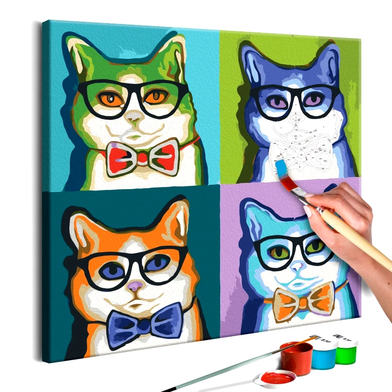 PoliHome Πίνακας για να τον ζωγραφίζεις - Cats With Glasses 40x40