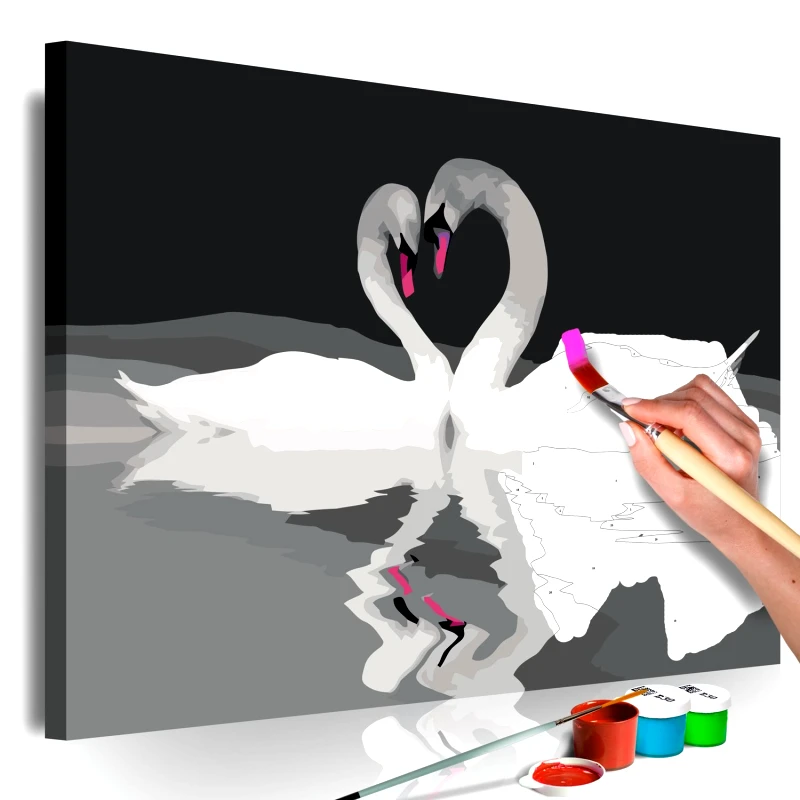 PoliHome Πίνακας για να τον ζωγραφίζεις - Swan Couple 60x40