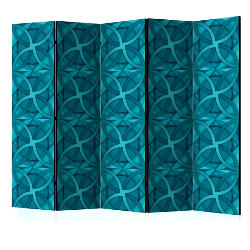 PoliHome Διαχωριστικό με 5 τμήματα - Geometric Turquoise II [Room Dividers]