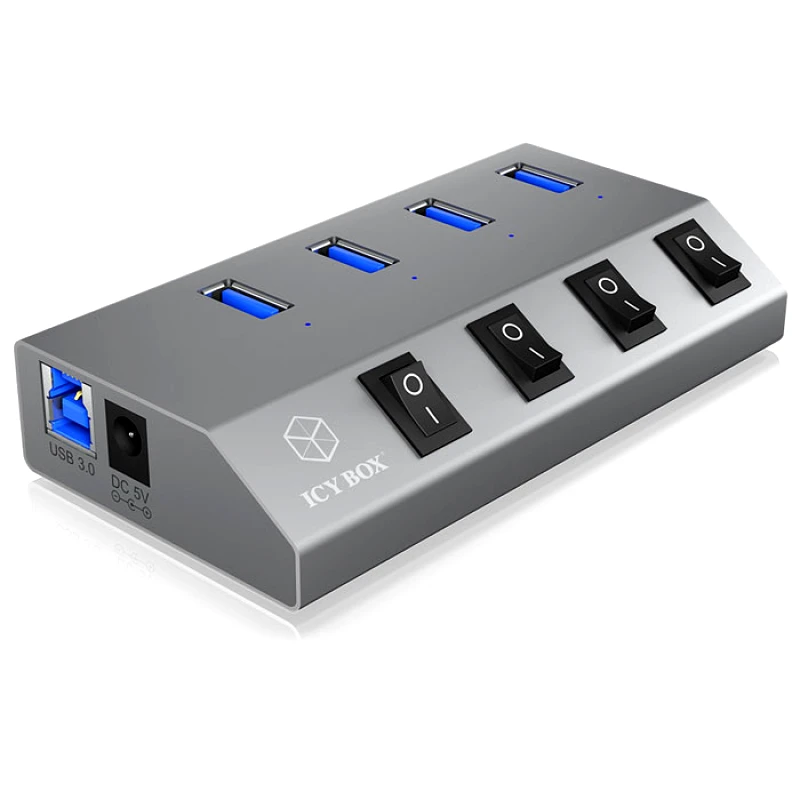 PoliHome USB 3.0 Hub φορτιστής 4 θυρών ICY BOX HUB1405 2 σε 1