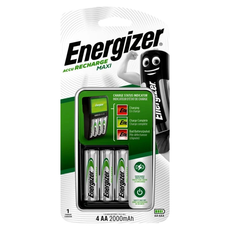 PoliHome Φορτιστής μπαταριών AA/AAA Energizer Maxi charger με 4 μπαταρίες AA