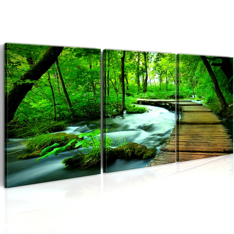 PoliHome Πίνακας - Forest broadwalk - triptych 120x40