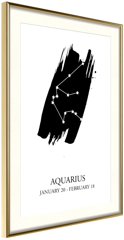 Αφίσα - Zodiac: Aquarius I - 20x30 - Χρυσό - Με πασπαρτού φωτογραφία