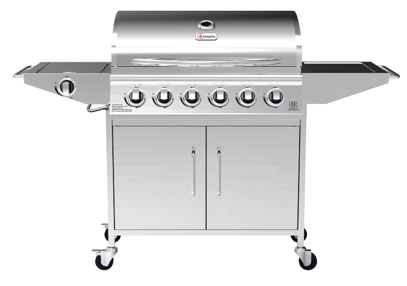Ψησταριά υγραερίου Campfire 69 Inox με 6 καυστήρες και εστία φωτογραφία