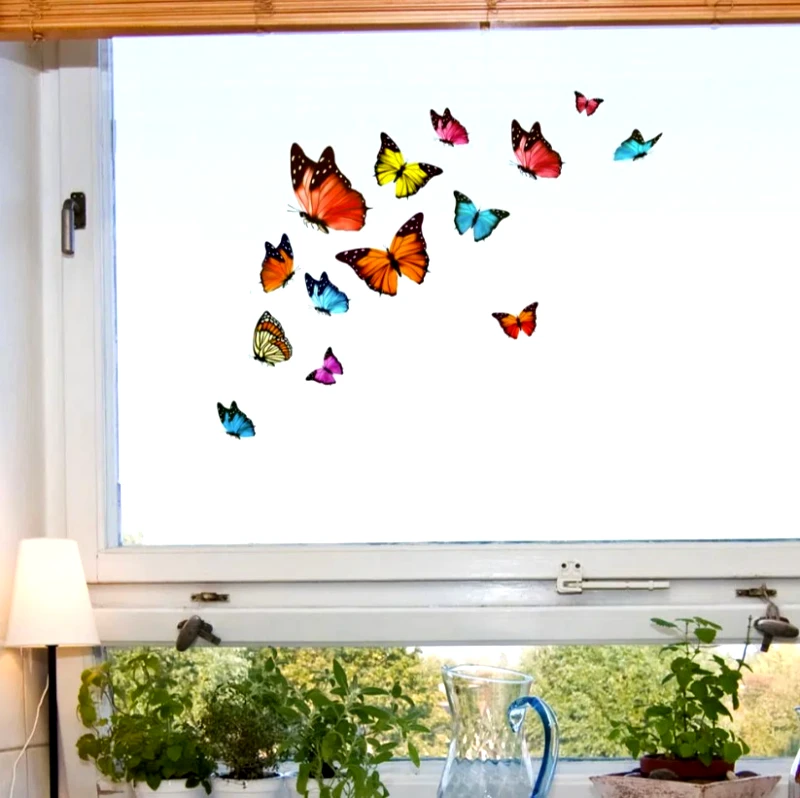 PoliHome Διακοσμητικά αυτοκόλλητα τζαμιού Butterflies S