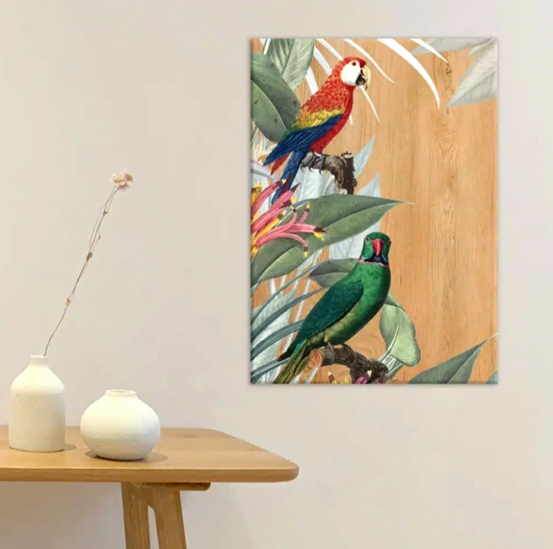PoliHome Πίνακας Red Green Parrots Μ