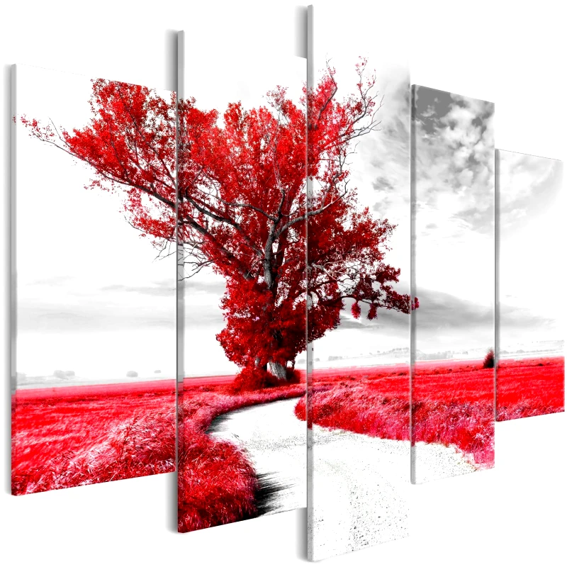 PoliHome Πίνακας - Lone Tree (5 Parts) Red 225x100