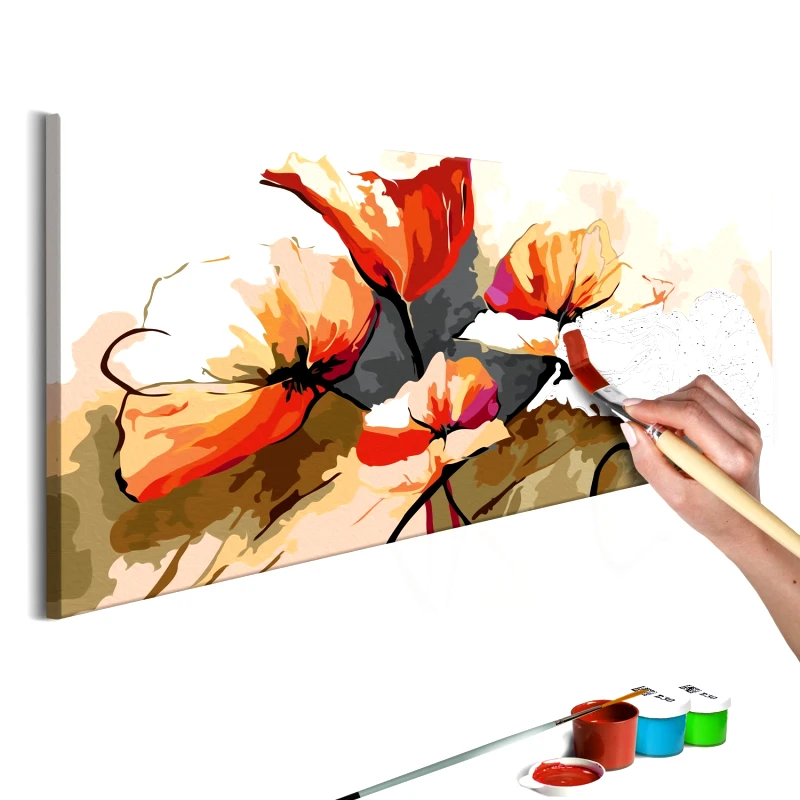 PoliHome Πίνακας για να τον ζωγραφίζεις - Flowers - Delicate Poppies 100x40