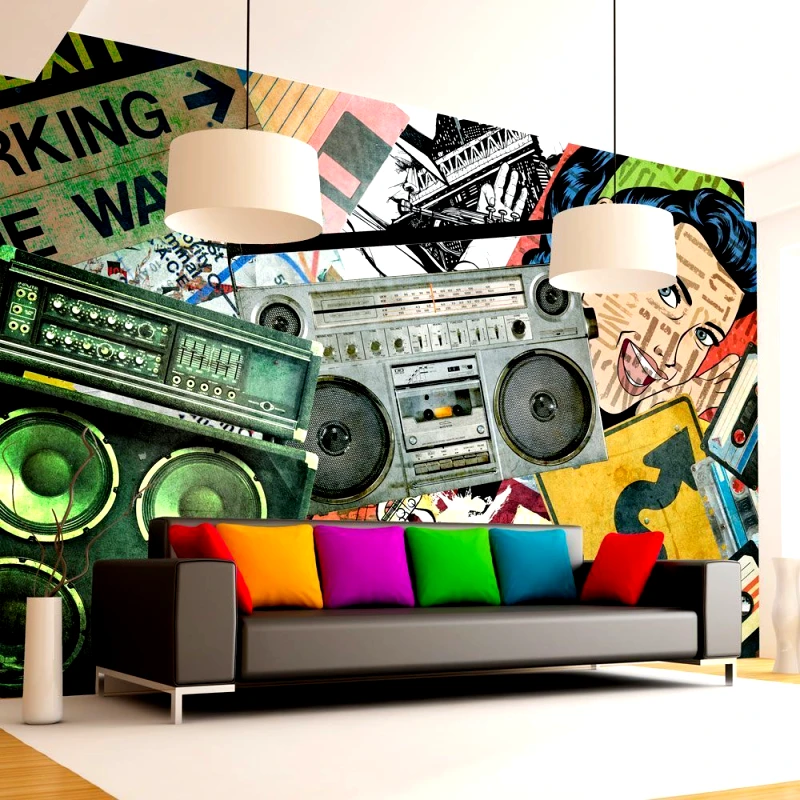 PoliHome Αυτοκόλλητη φωτοταπετσαρία - Graffiti girl - 98x70