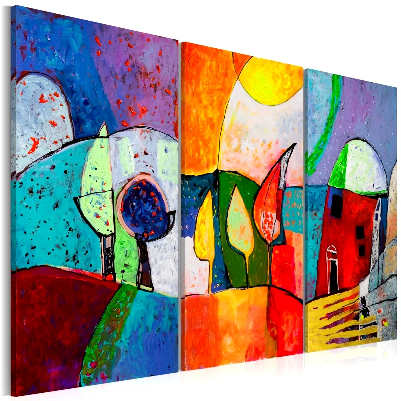 PoliHome Χειροποίητα ζωγραφισμένος πίνακας - Colourful landscape 120x80