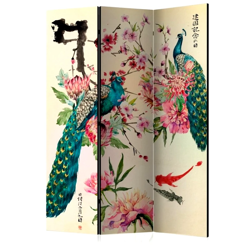 PoliHome Διαχωριστικό με 3 τμήματα - Peacock Love [Room Dividers]
