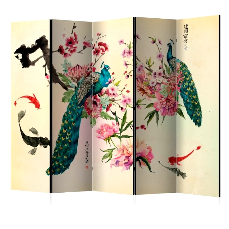PoliHome Διαχωριστικό με 5 τμήματα - Peacock Love II [Room Dividers]