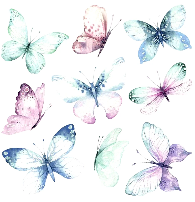 PoliHome Διακοσμητικά αυτοκόλλητα τοίχου Watercolour Butterflies Ango