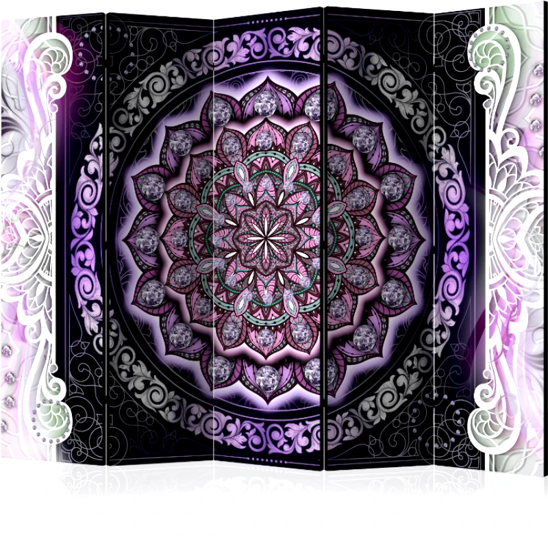 PoliHome Διαχωριστικό με 5 τμήματα - Round Stained Glass (Violet) II [Room Dividers]