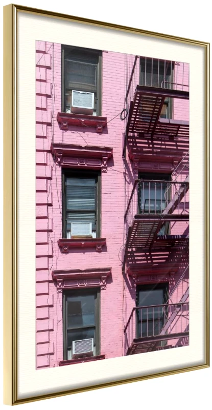 PoliHome Αφίσα - Pink Facade - 30x45 - Χρυσό - Με πασπαρτού