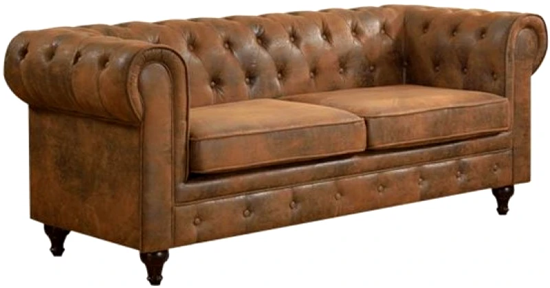 PoliHome Καναπές Chesterfield Camel Τριθέσιος