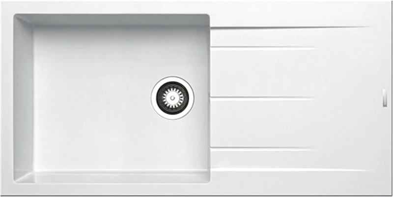 PoliHome Νεροχύτης Pyramis Pyragranite Alazia 1B1D-Snow-Μήκος: 100 εκ.