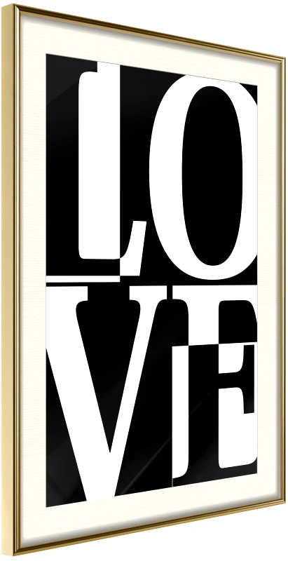 PoliHome Αφίσα - Love Chessboard - 40x60 - Χρυσό - Με πασπαρτού