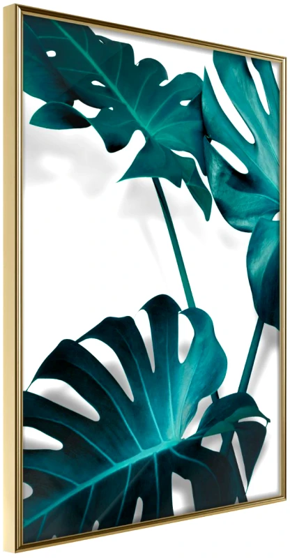 PoliHome Αφίσα - Turquoise Monstera II - 40x60 - Χρυσό - Χωρίς πασπαρτού