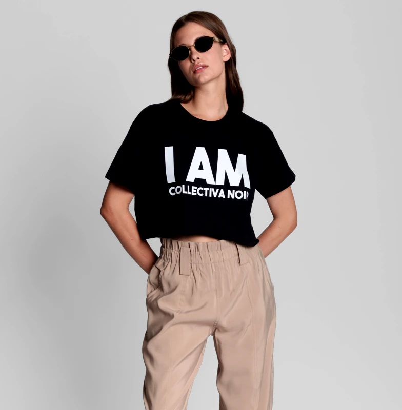 Collectiva Noir Collectiva Noir - I AM BOLD CROP TEE - BLACK