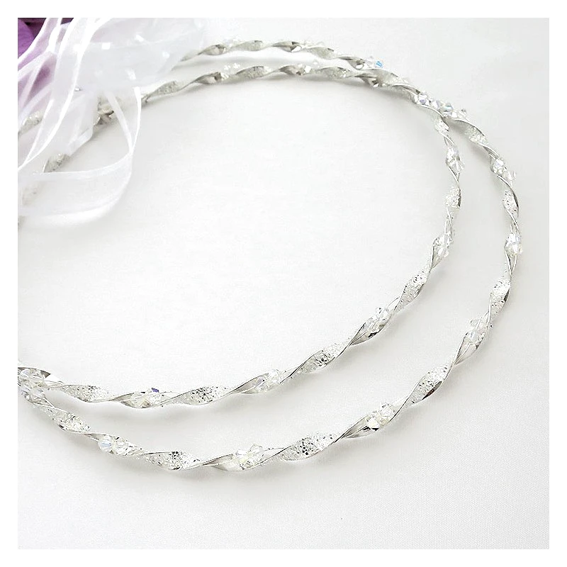 Asimenio Στέφανα Γάμου ασημένια με Swarovski ST148