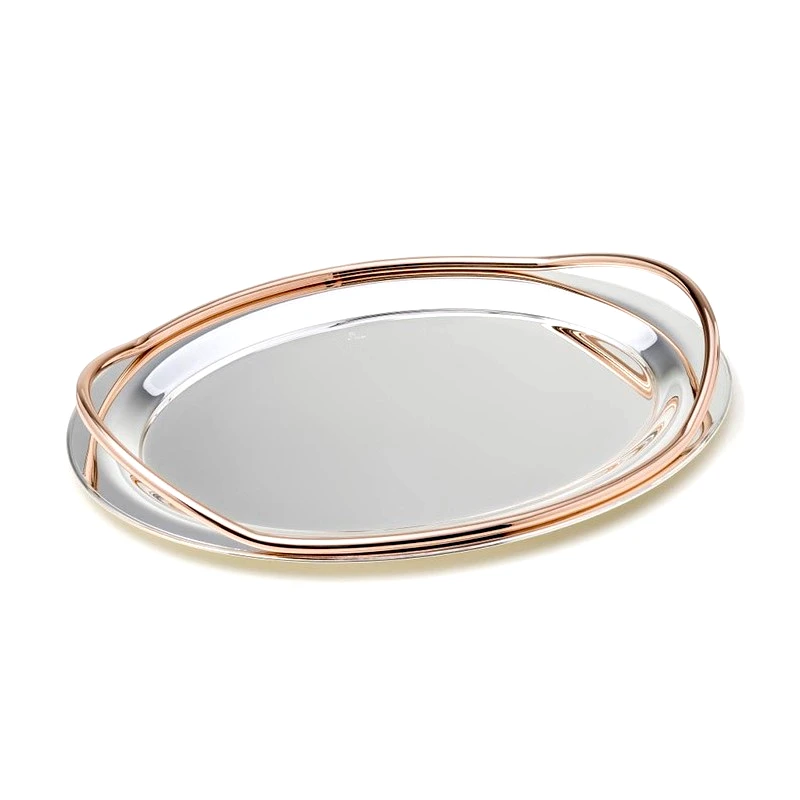 Asimenio Δίσκος γάμου οβάλ με Rose Gold χερούλι