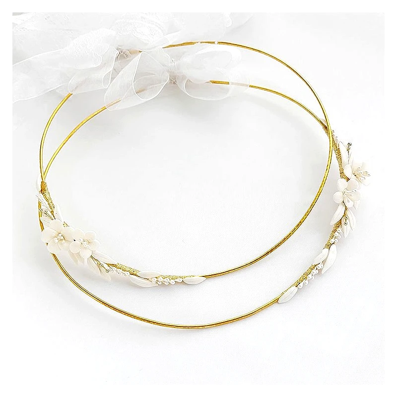 Στέφανα Γάμου με Πορσελάνινα λουλουδάκια ST213 φωτογραφία