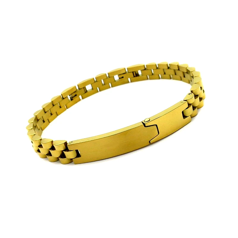 Asimenio Βραχιόλι Ταυτότητα unisex από Ατσάλι επίχρυσο BA386