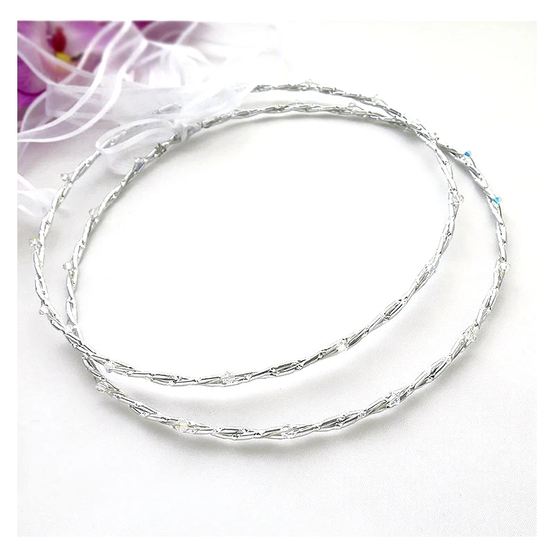 Asimenio Στέφανα Γάμου επάργυρα με Crystals ST183