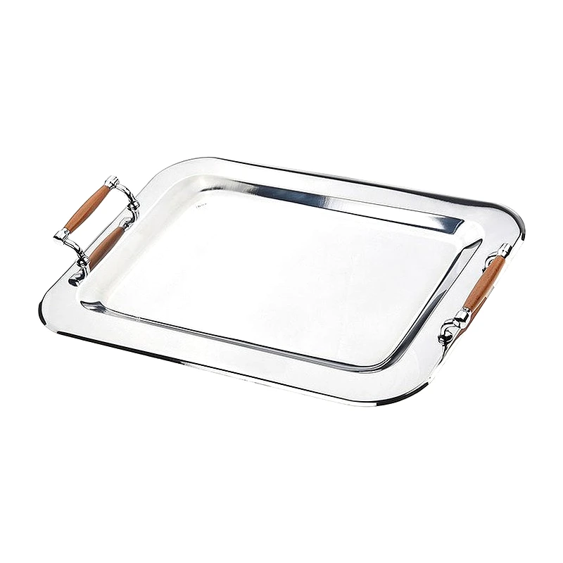 Asimenio Δίσκος γάμου Inox με χερούλια ξύλο AG185
