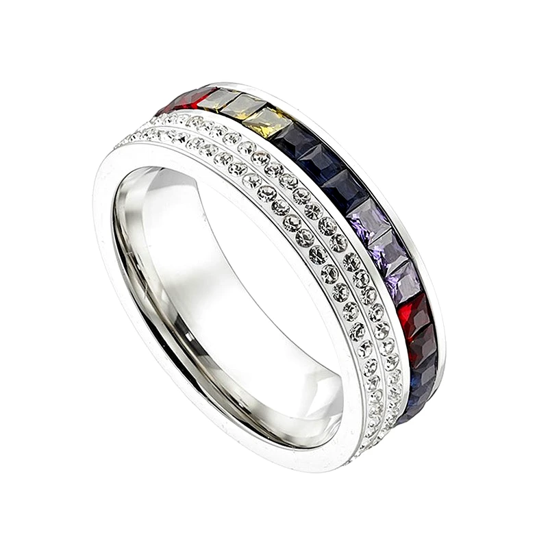 Asimenio Δαχτυλίδι από ατσάλι ασημί με Swarovski DA257