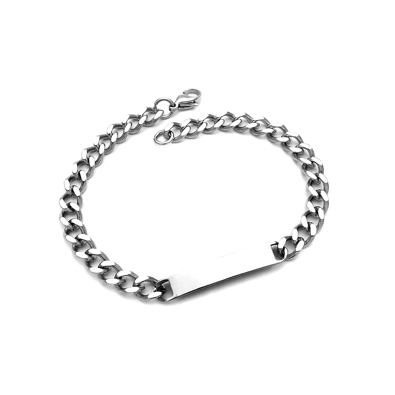 Asimenio Βραχιόλι ταυτότητα από ατσάλι ασημί unisex BA208